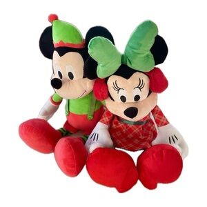 NWOT Disney Holiday Mickey Mouse and Minnie Mouse Plush Toys
